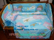 Chăn ga gối quây cũi THỎ XANH HPK46